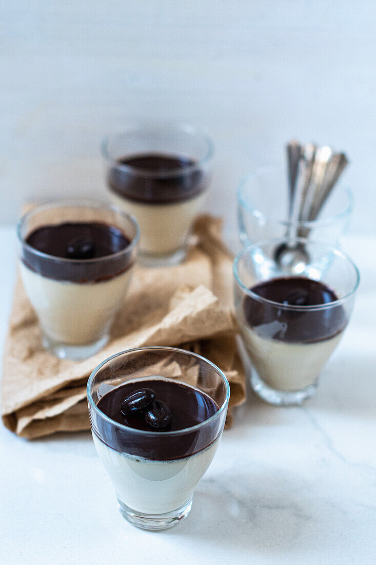 Panna cotta with espresso cream