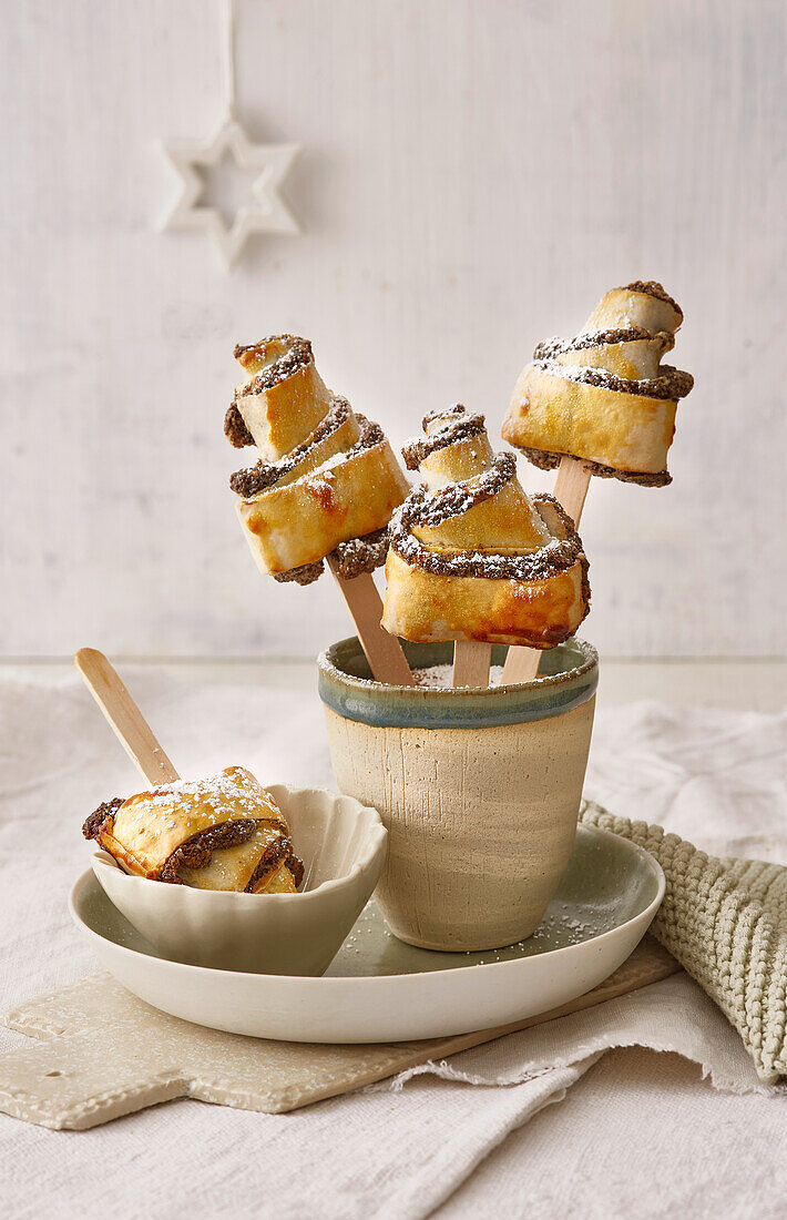 Christmas poppy seed trees on a stick