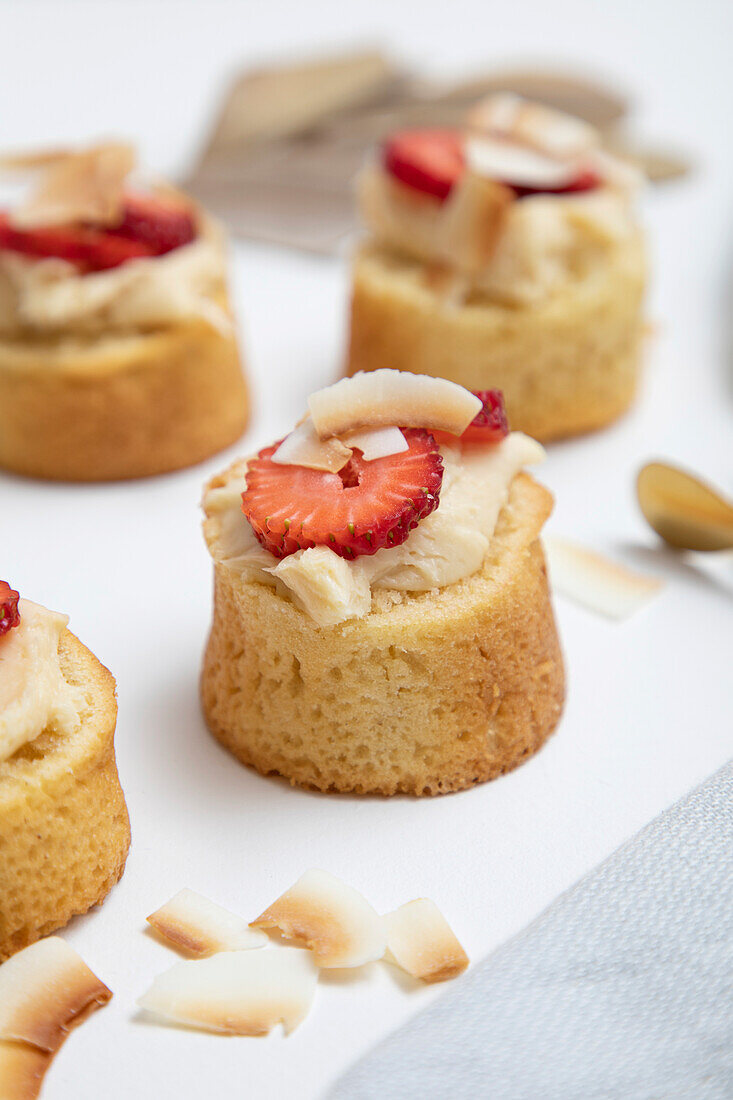 Strawberry shortcake with toasted coconut cream