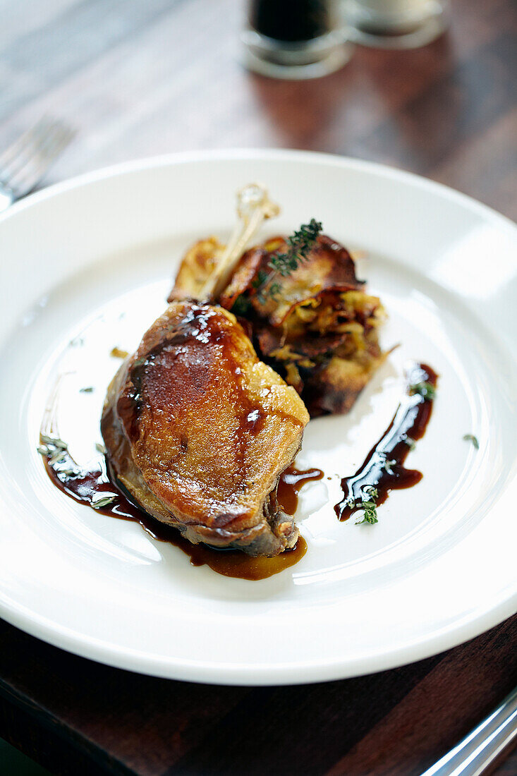 Confit of duck with Lyonnaise potatoes