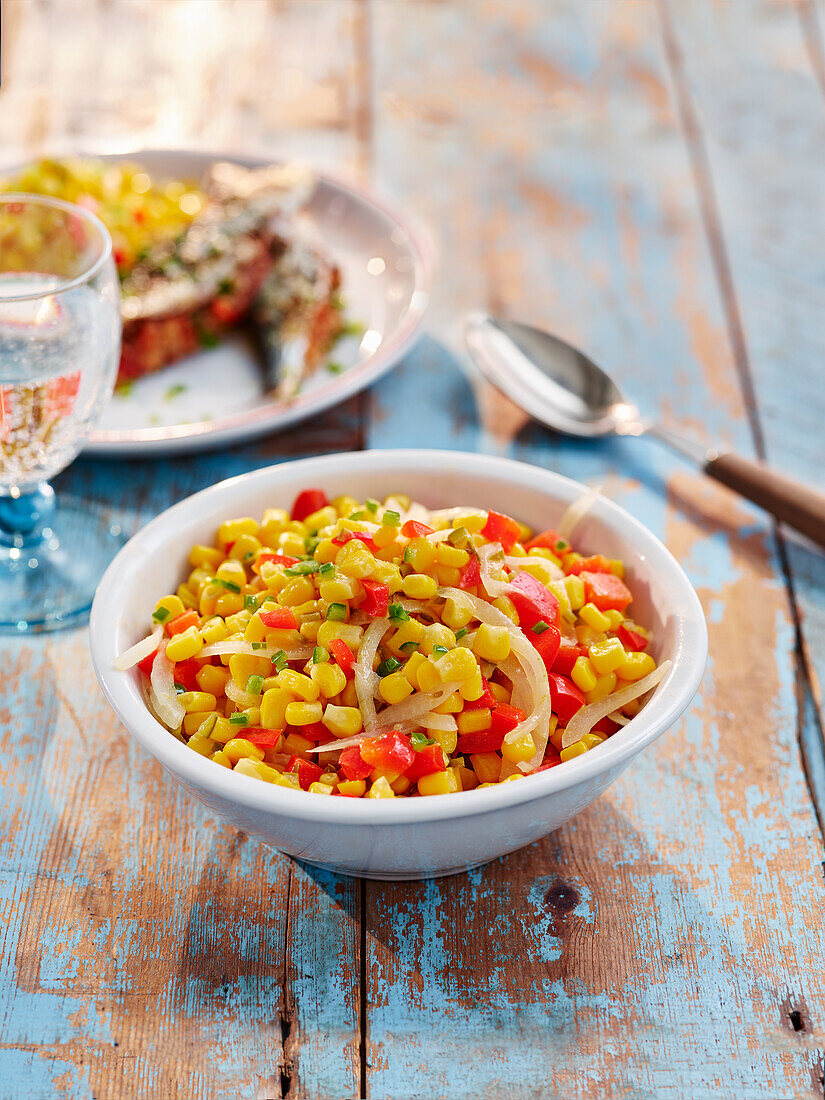 Sweet corn salad with peppers