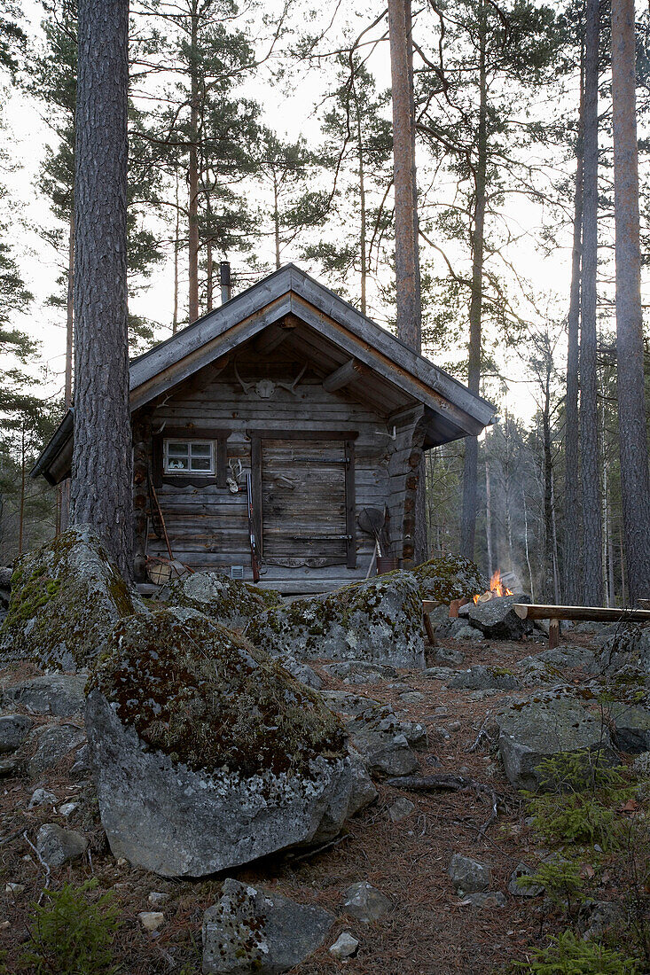 Log cabin in Svartadalen forest, Sweden