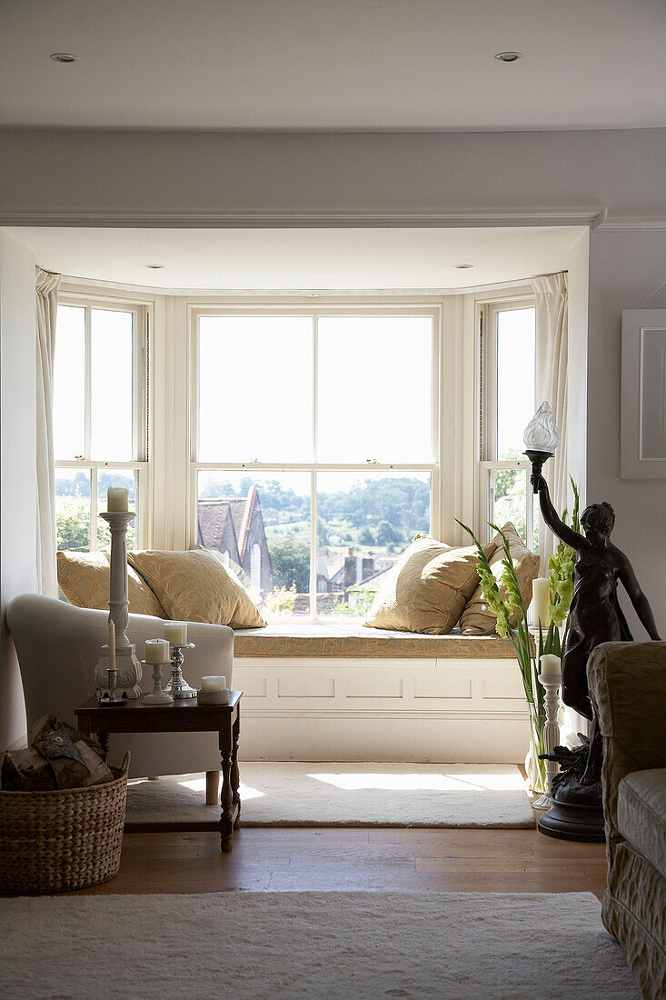 Sunlit window seat in Arundel, West Sussex