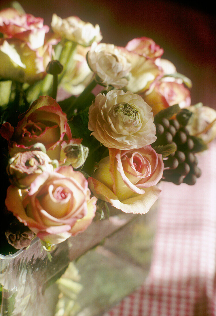 Close up of a large tub of flowers