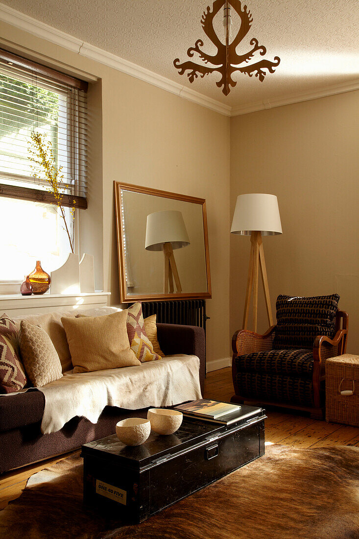 Seating area in Brighton home, East Sussex, England, UK