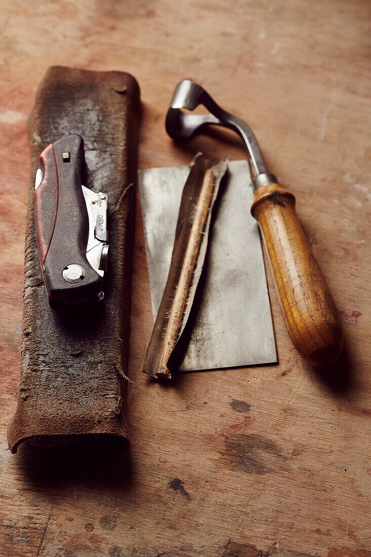 Tools in East Sussex workshop of artist