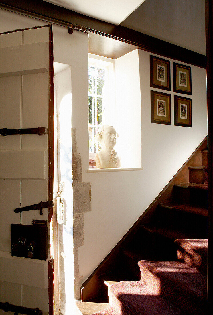 Interior staircase and doorway of Grade I listed Elizabethan manor house in Kent 