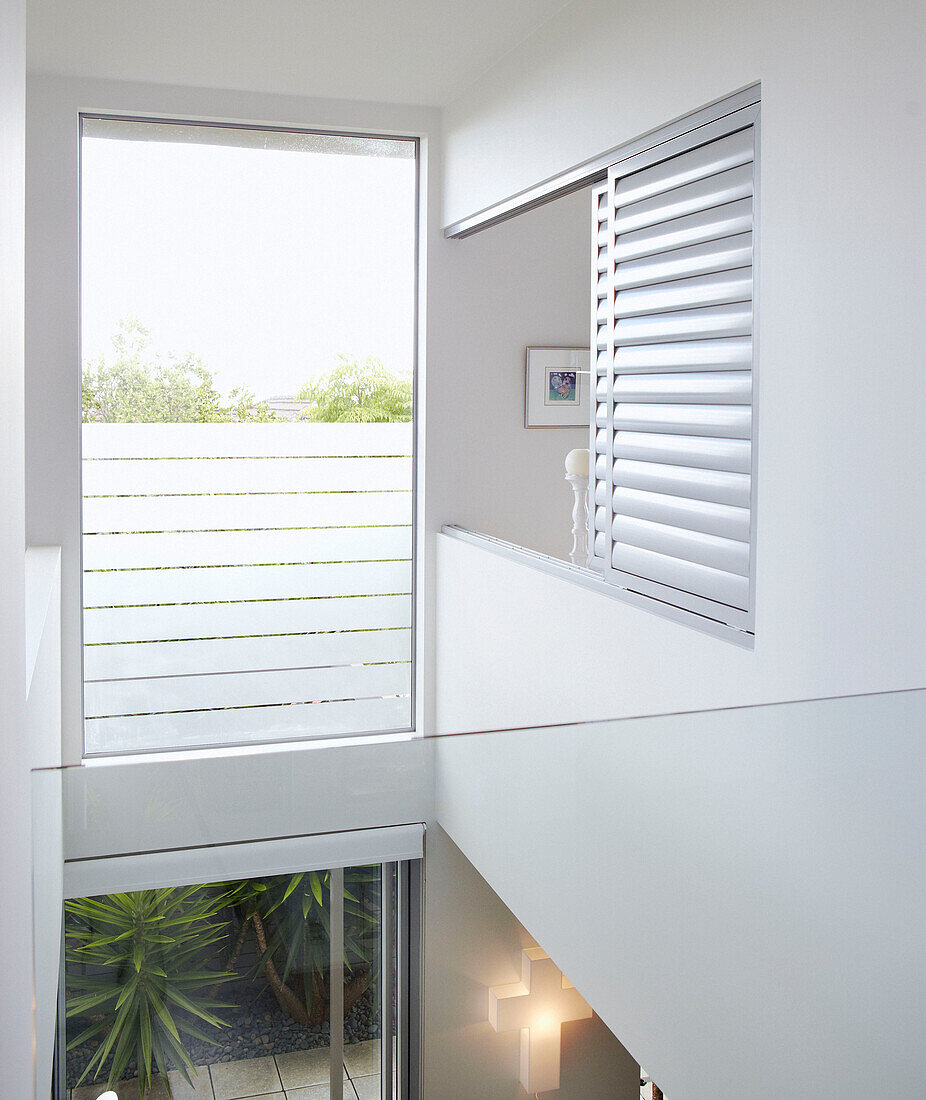 Frosted glass window in staircase atrium