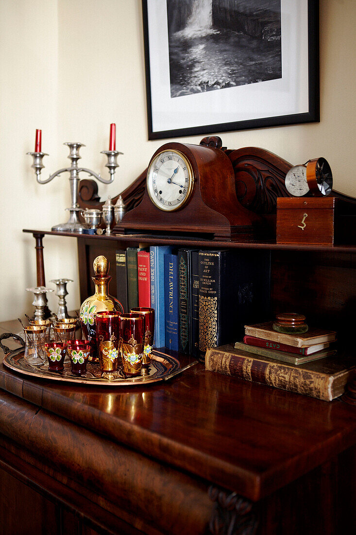 Detail of antique wooden dresser