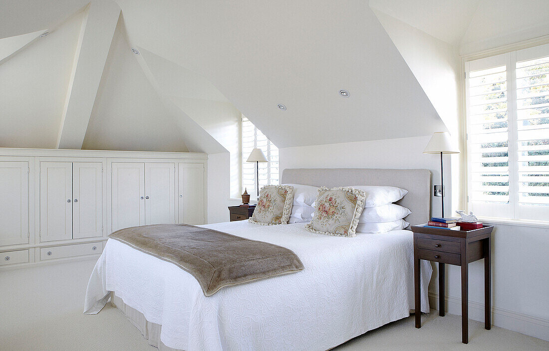 Dormer windows in bedroom attic conversion Hampshire home England UK