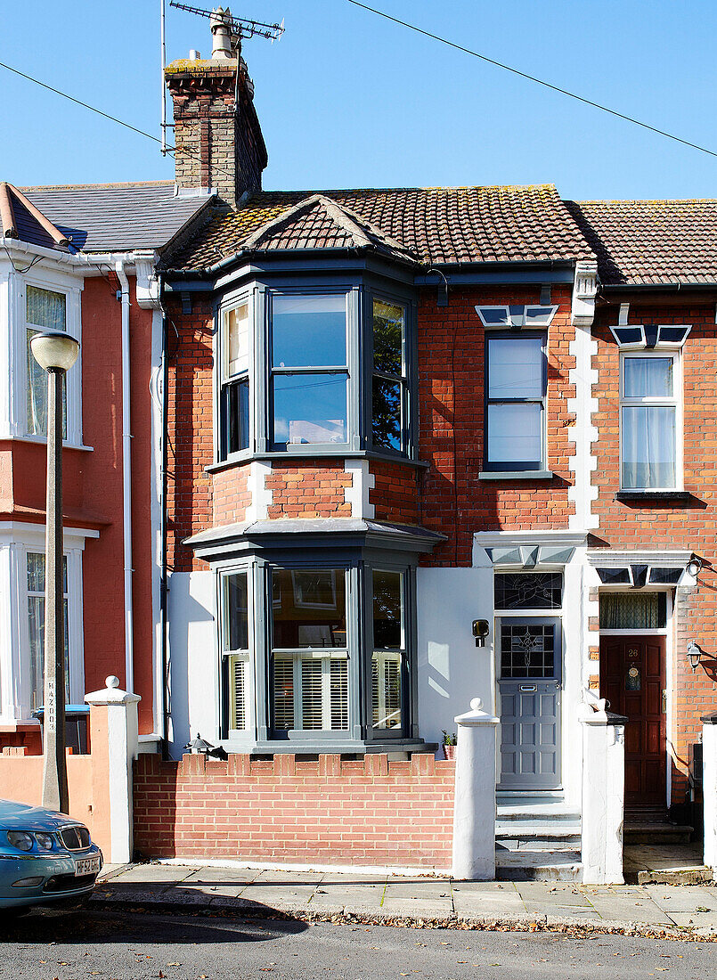 Brick exterior of terraced house in Margate Kent England UK