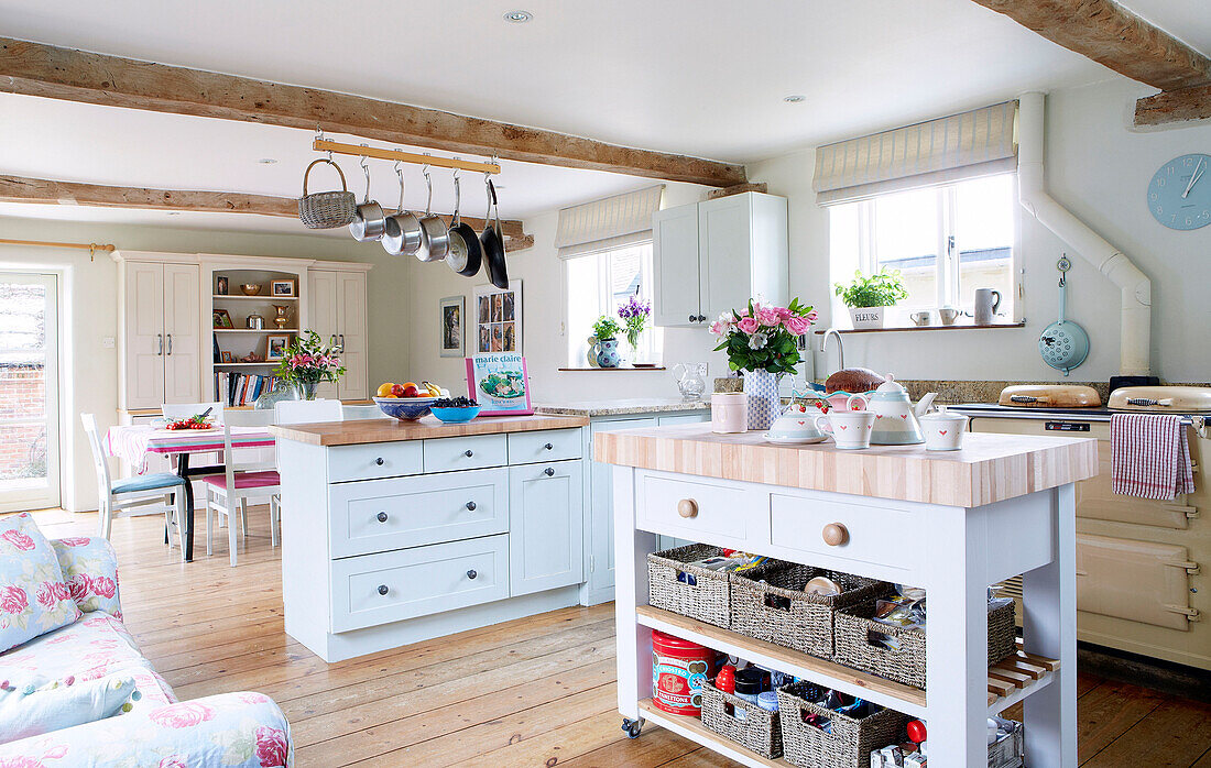 Storage solutions in kitchen of Nottinghamshire barn conversion England UK