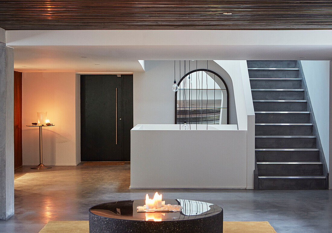 Spacious hallway entrance of 19th Century Grain Mill conversion in the Scottish Borders, UK