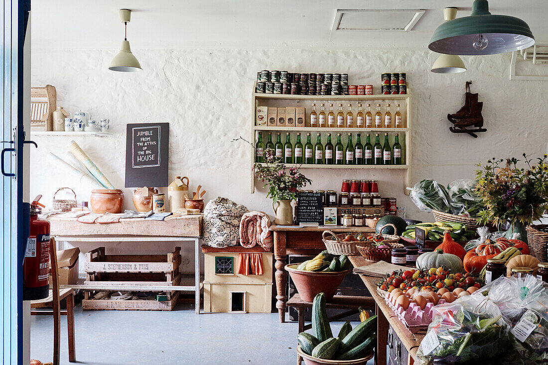 Harvested vegetables for sale at Old Lands kitchen garden Monmouthshire, UK