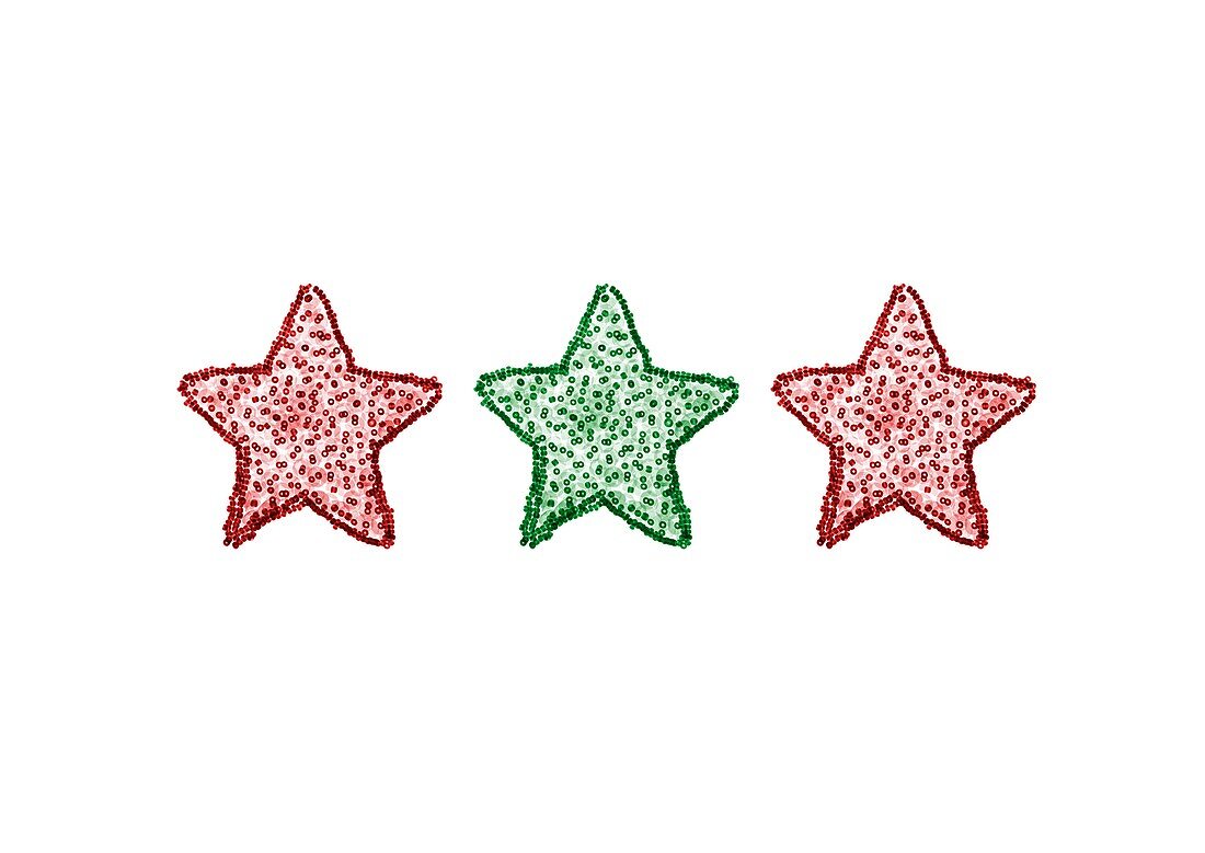 Three decorative stars in a row, X-ray