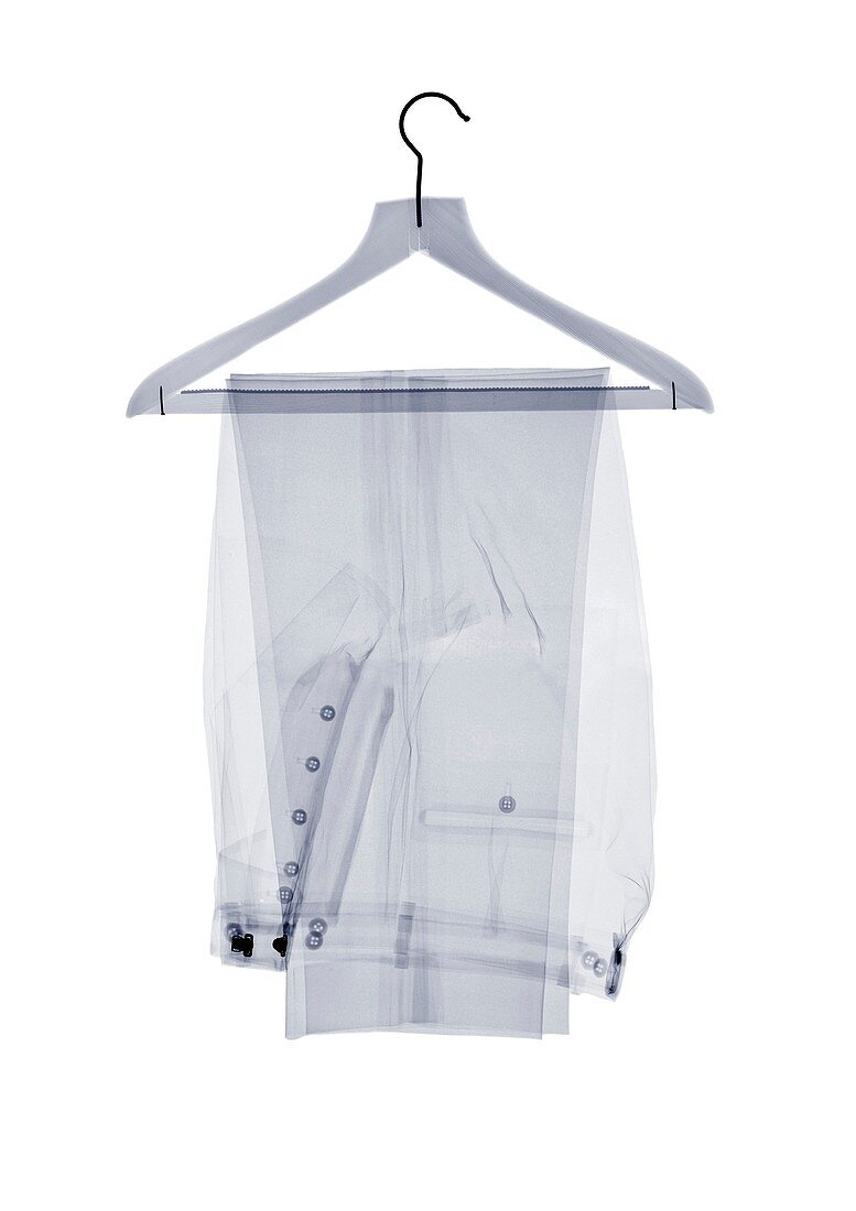 Trousers on hanger, X-ray