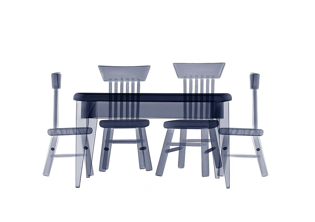 Doll's house table and chairs, X-ray