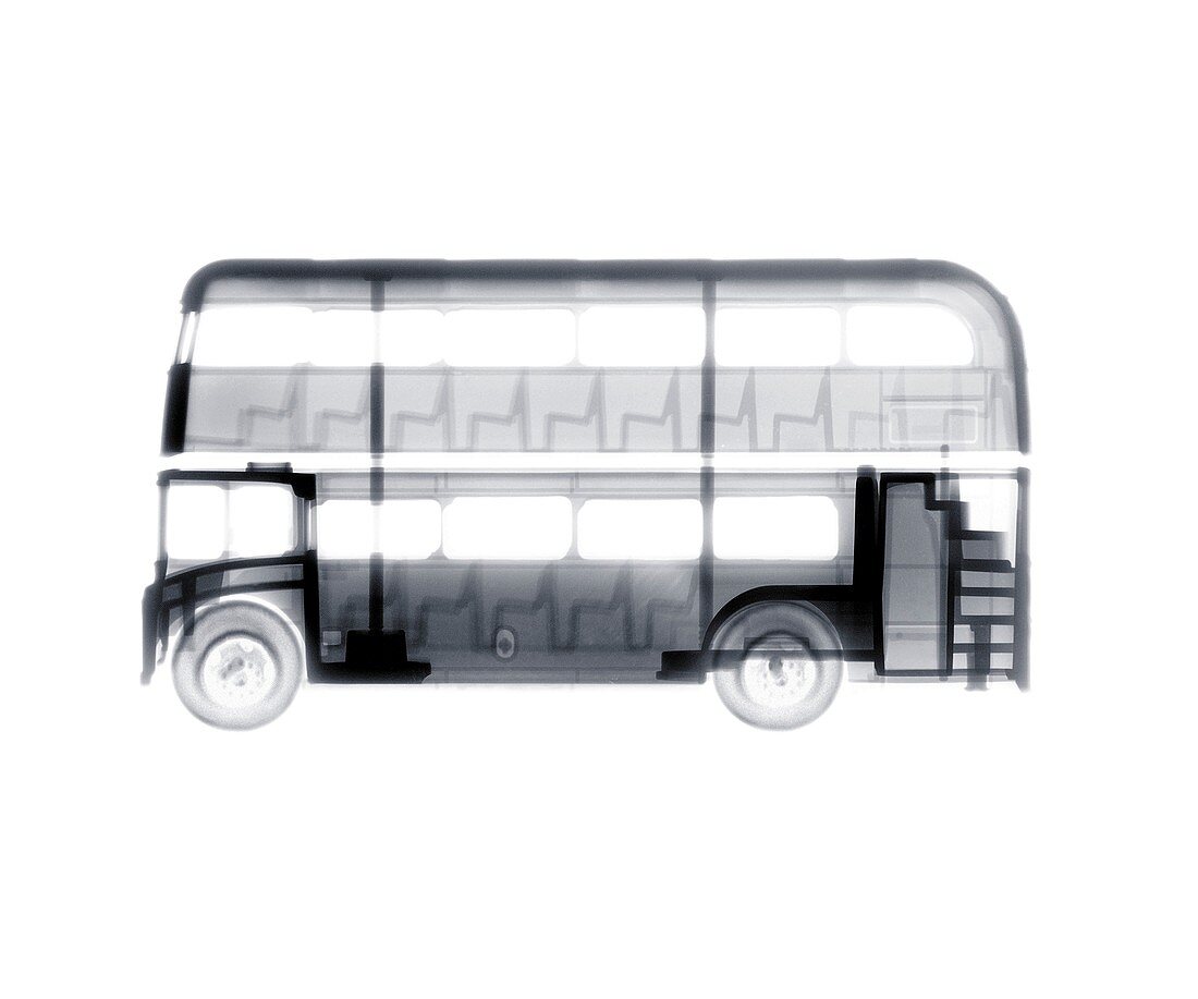 Toy double decker bus, X-ray