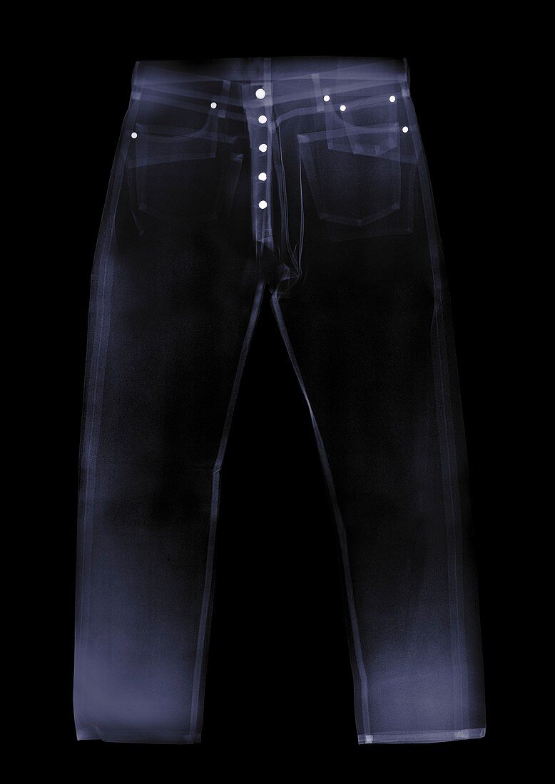 Pair of blue jeans, X-ray