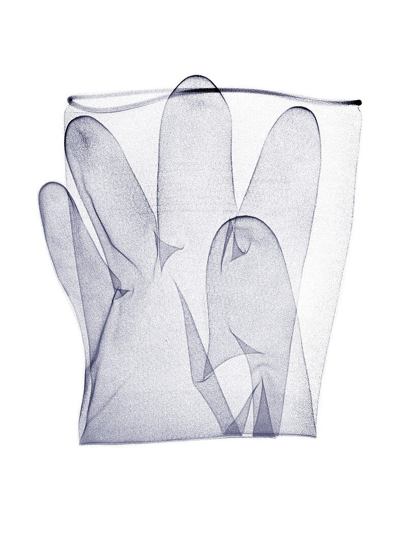 Folded disposable glove, X-ray