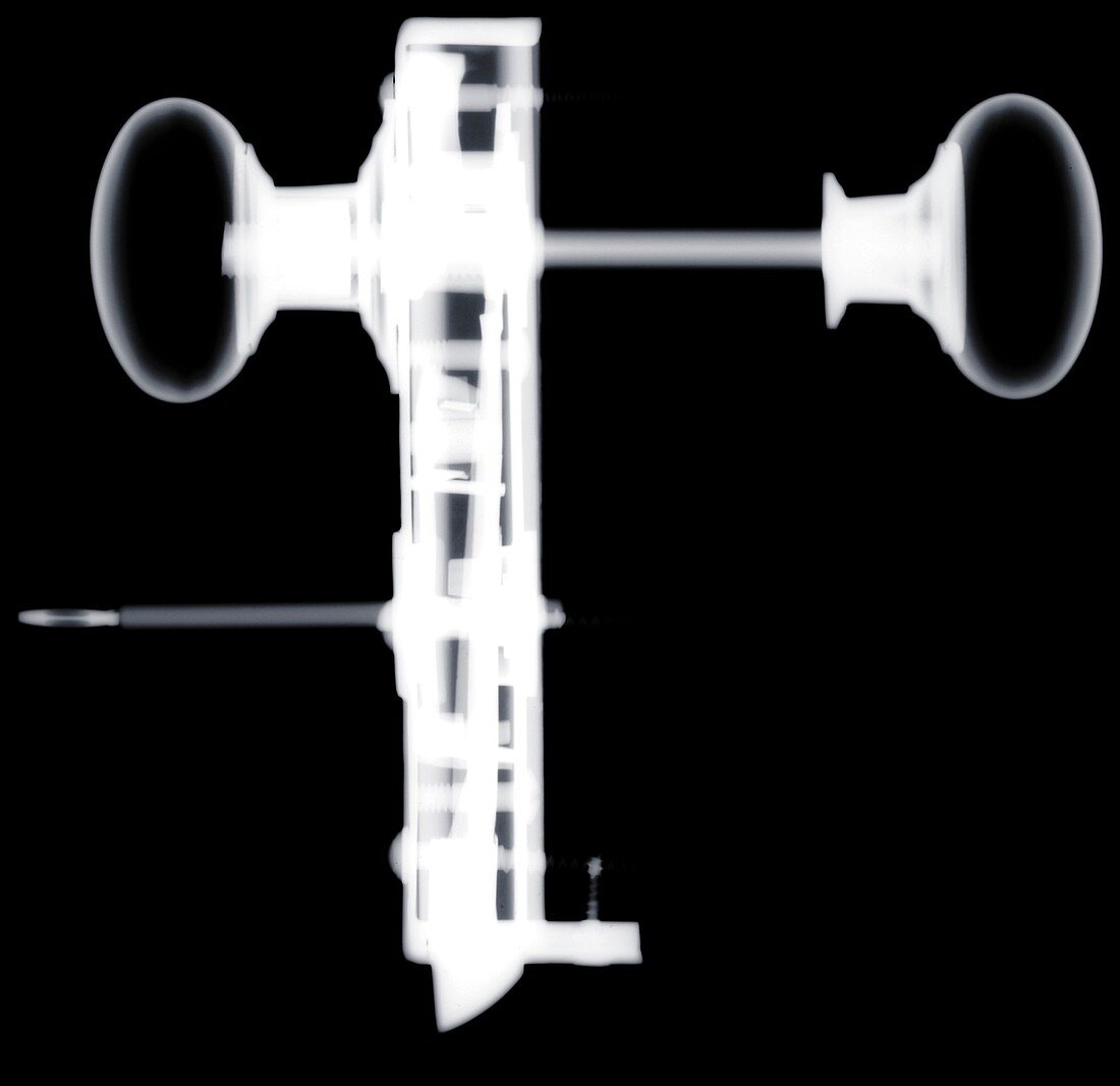 Mechanical door lock and handles, X-ray
