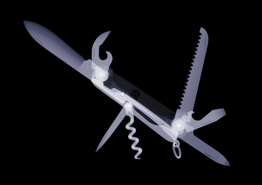 Open pocket knife, X-ray