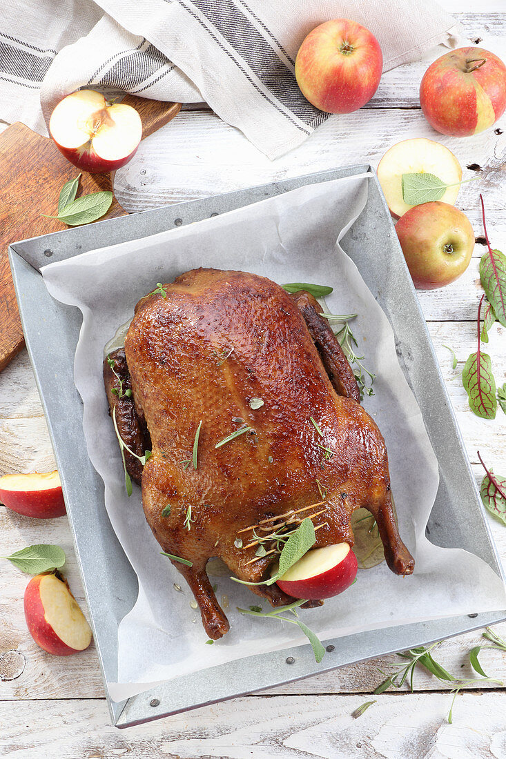 Roasted duck with apples