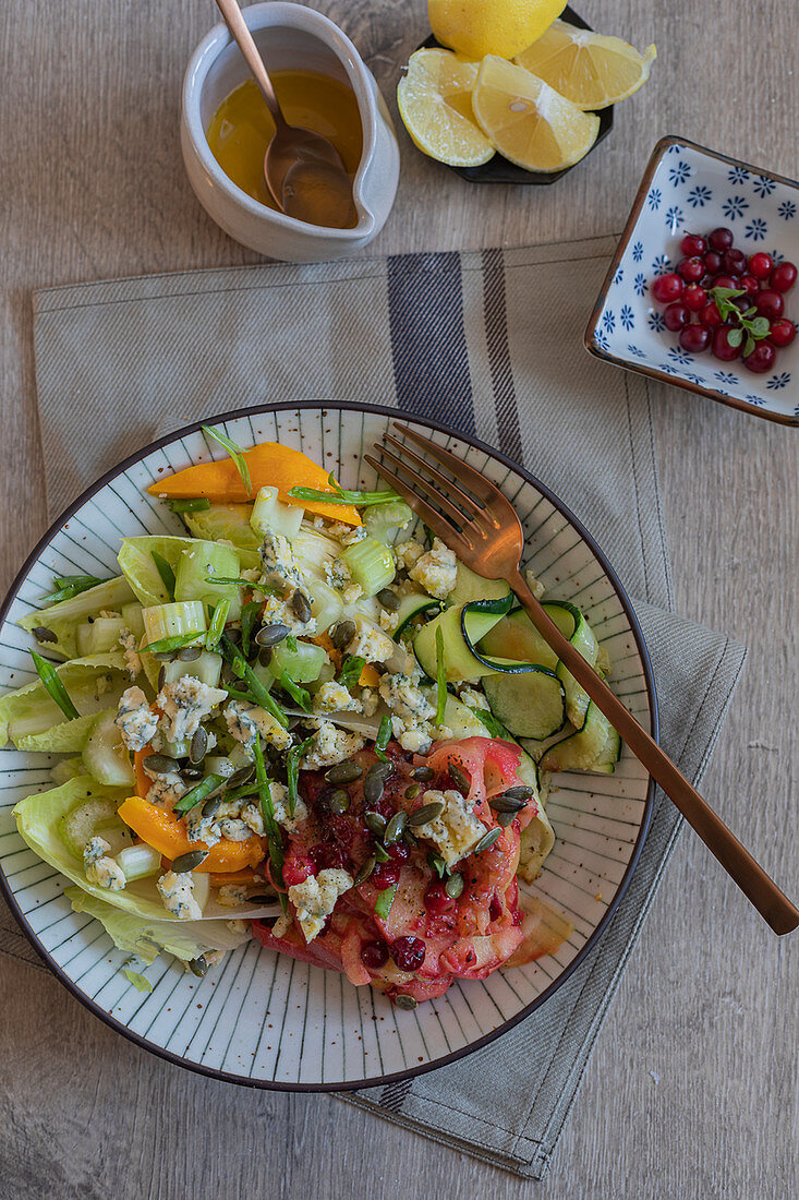 Waldorf salad with cranberries and apples