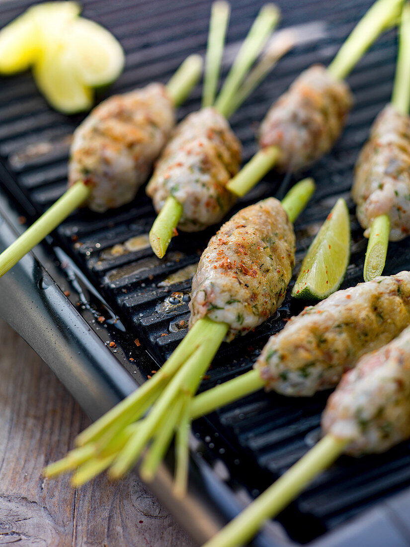 Grilled lemongrass skewers with trout