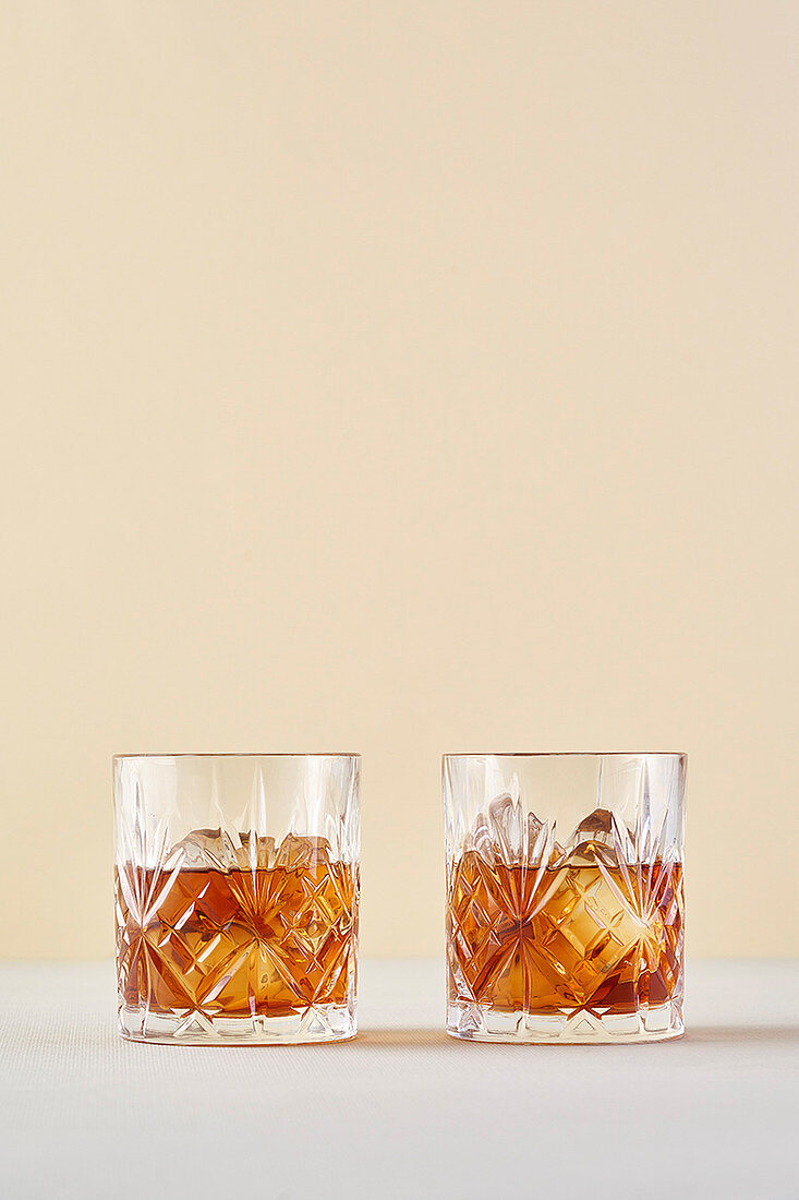 Two whiskey on the rocks