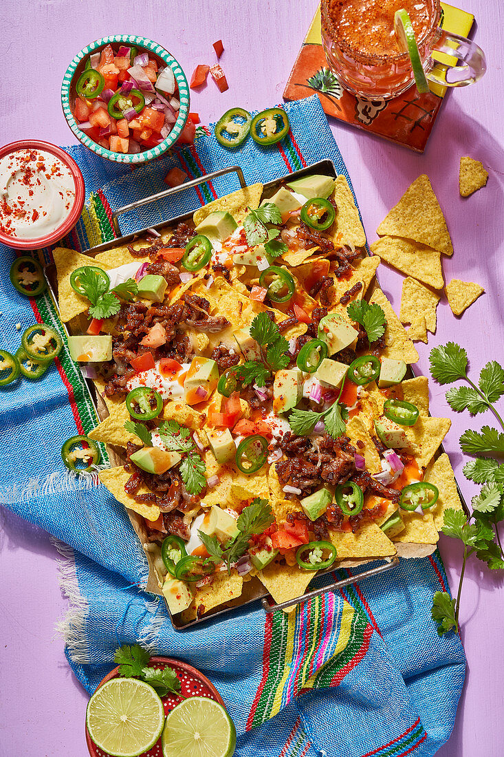Mexican oven nachos with cheese and jalapenos