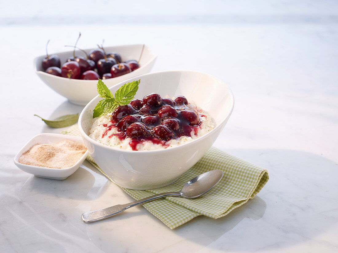 Cherry rice pudding