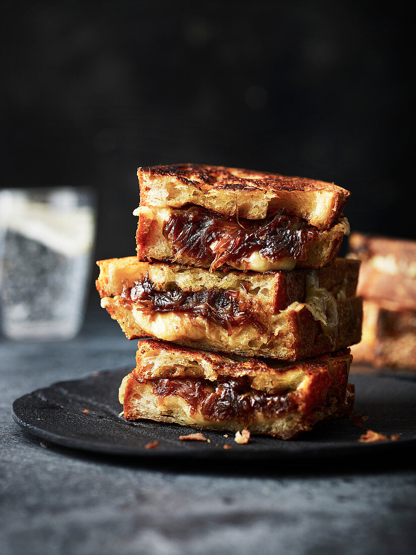 Cheese and balsamic pickled shallot toastie