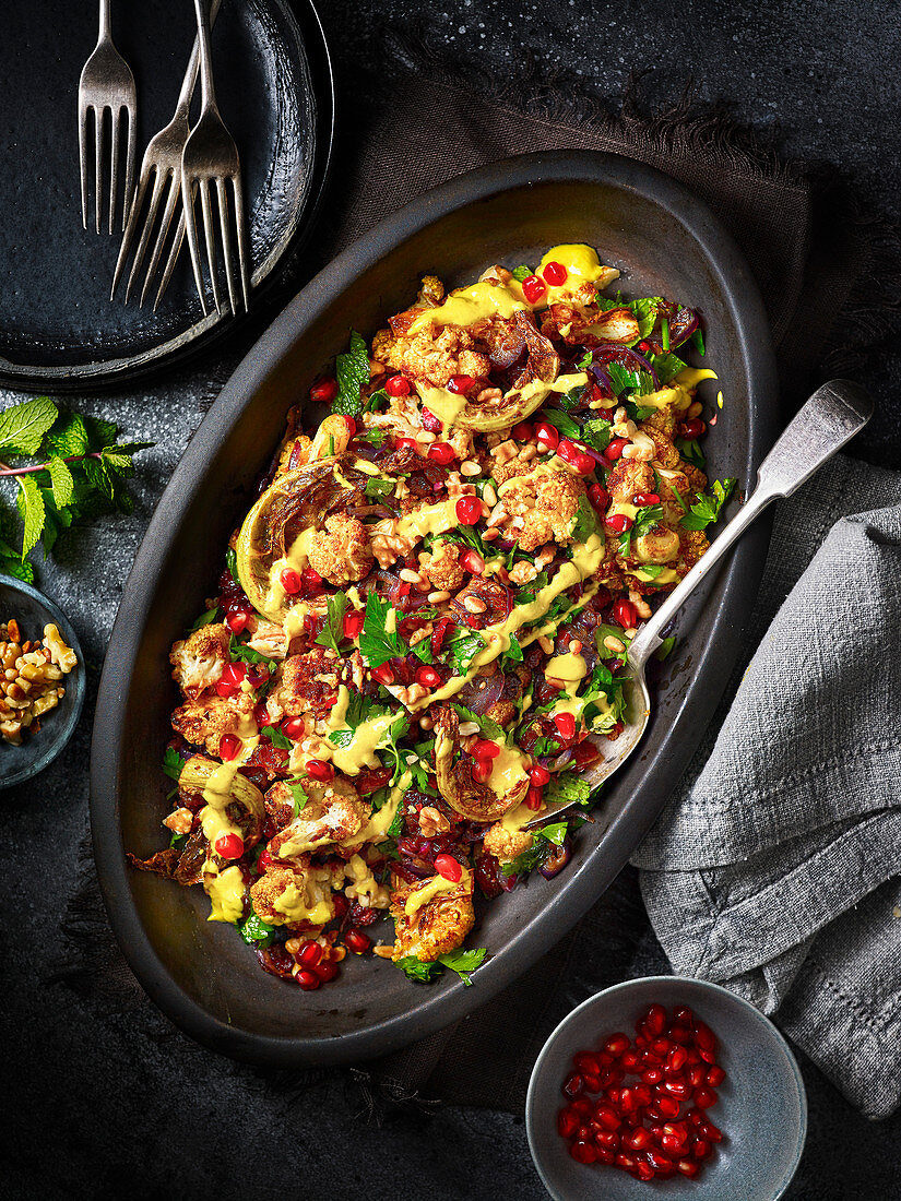 Moroccan cauliflower salad with pomegranate