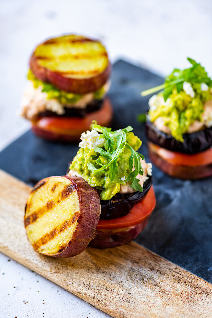 Sweet potato burger with aubergine