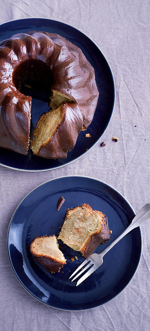 Bananenkuchen mit Schokoguss