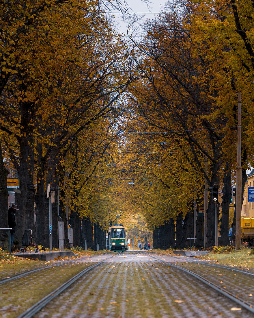 Strassenbahn-Station Hattulantie, Helsinki, Finnland