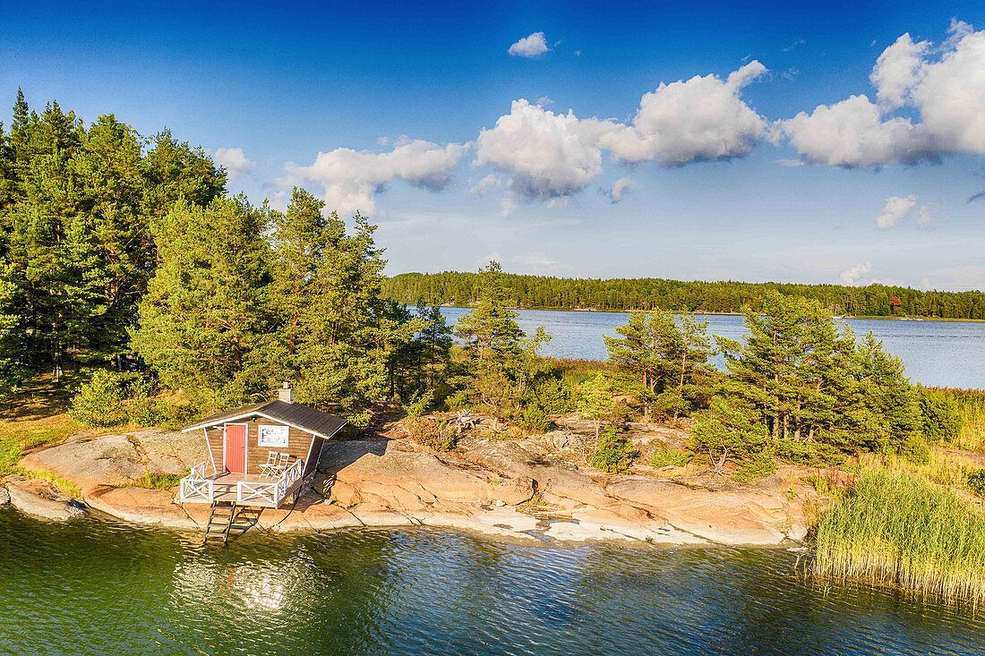 Blockhütte im Schärenmeer, Kvarken Archipelago, Finnland