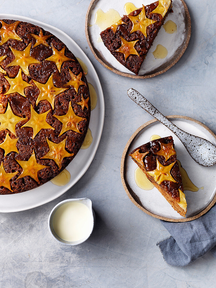 Star Fruit and Rum Skillet Cake