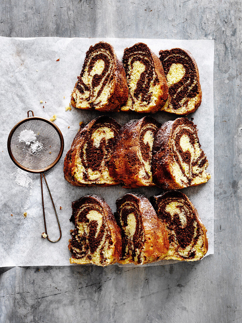 Chocolate orange 'tiger' bundt cake