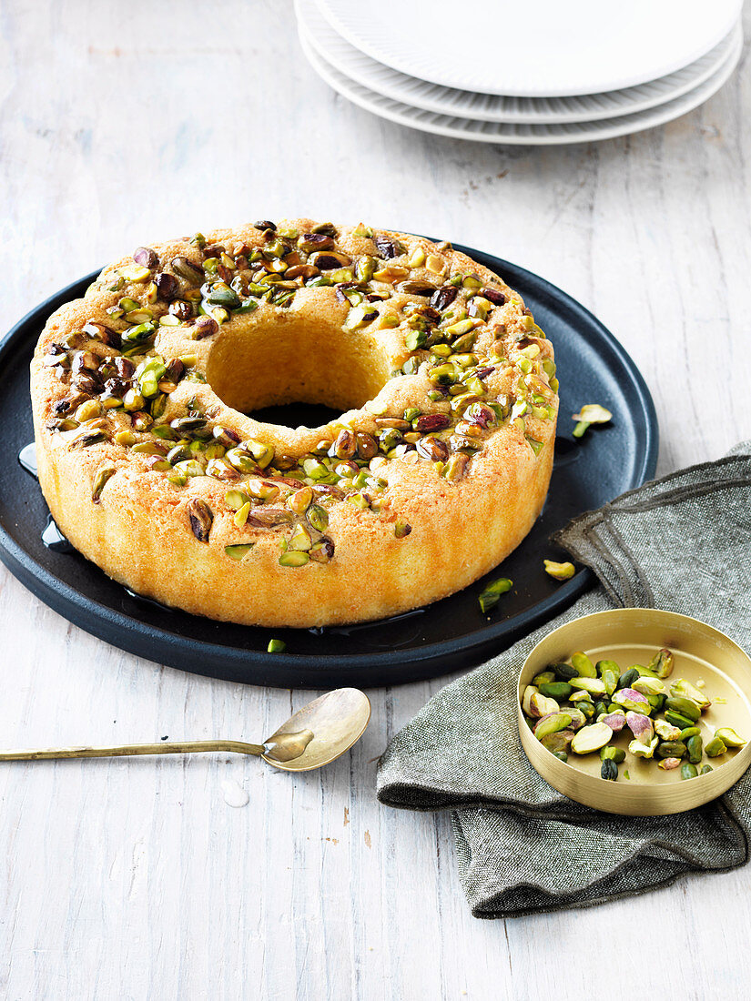 Semolina Pistachio Cake with Lemon Syrup