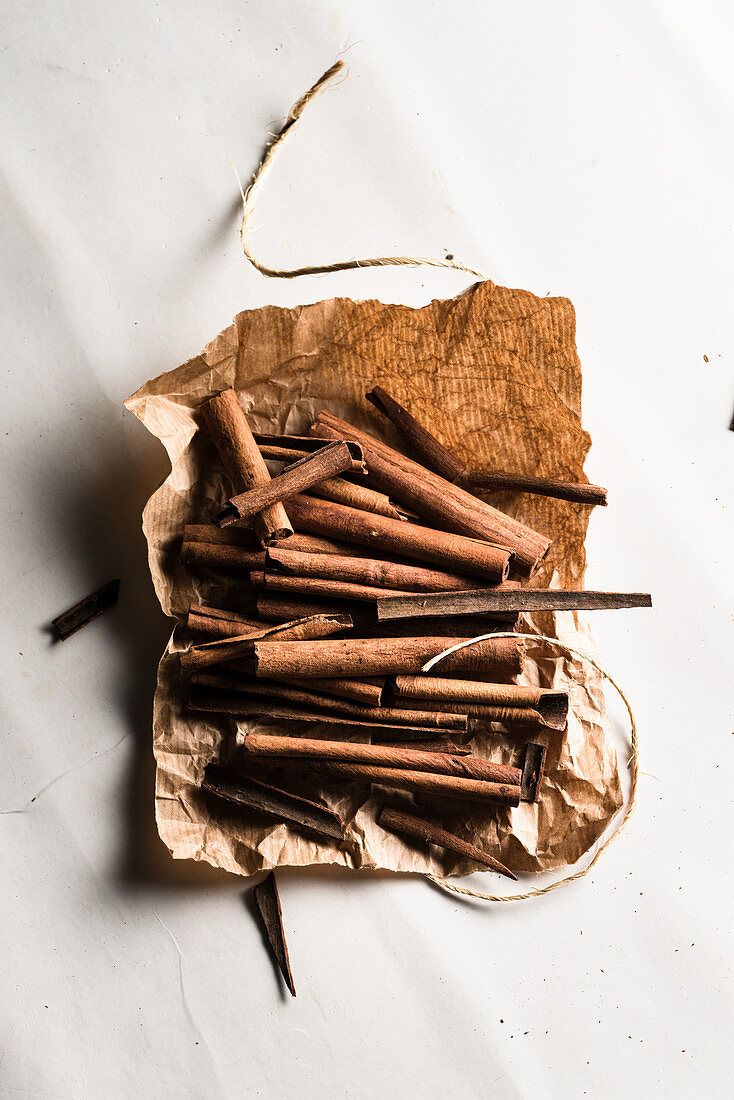 Cinnamon on a wrapping paper