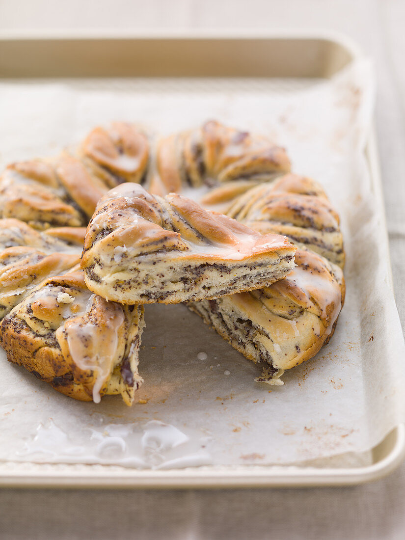 Poppy seed cake with a lemon glaze