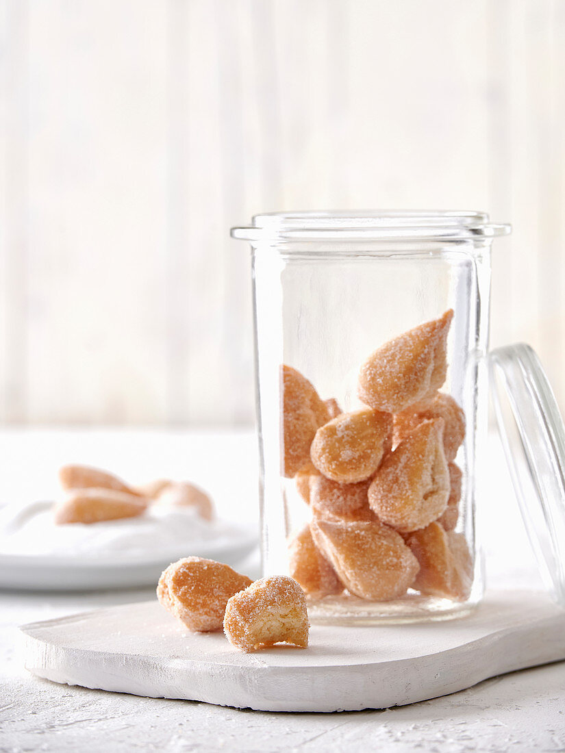 Mutzen almonds in a storage jar
