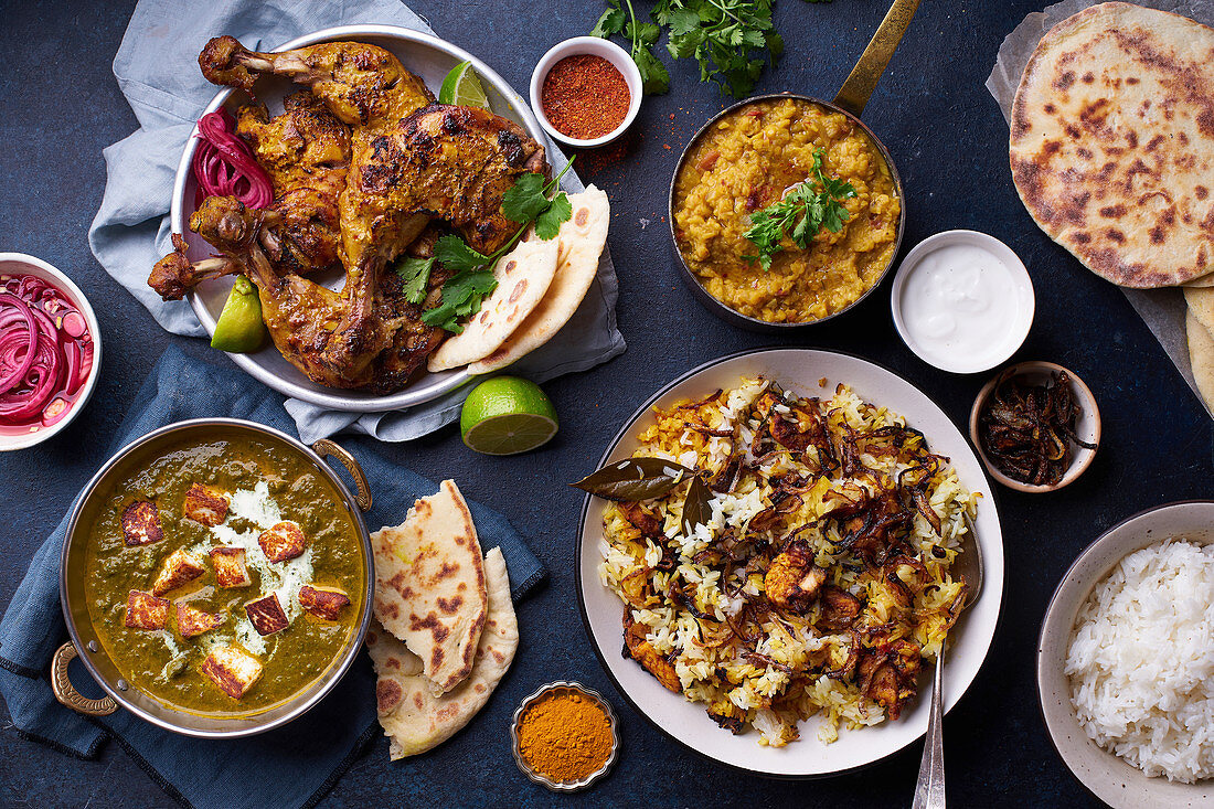 Various Indian dishes