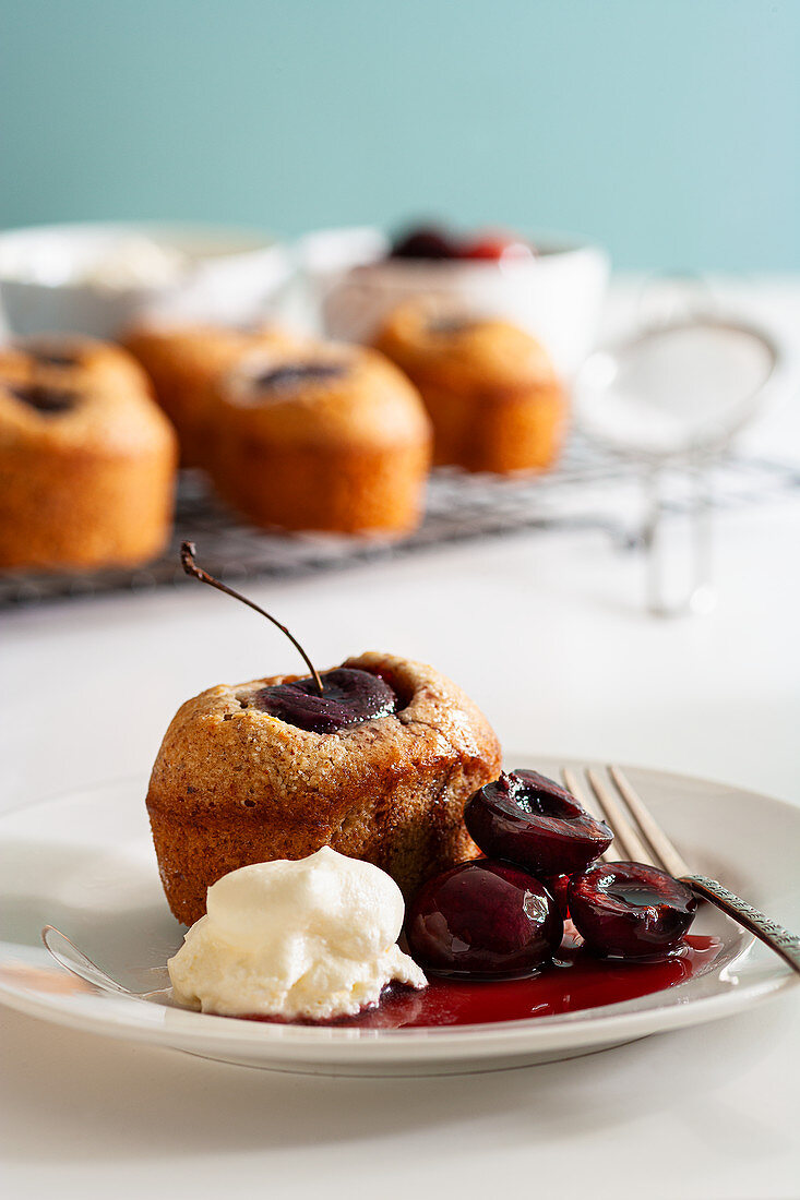 Cherry Friand with Poached Cherries