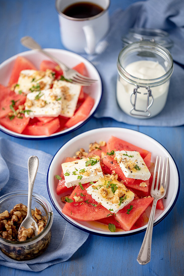 Watermelon salad with feta