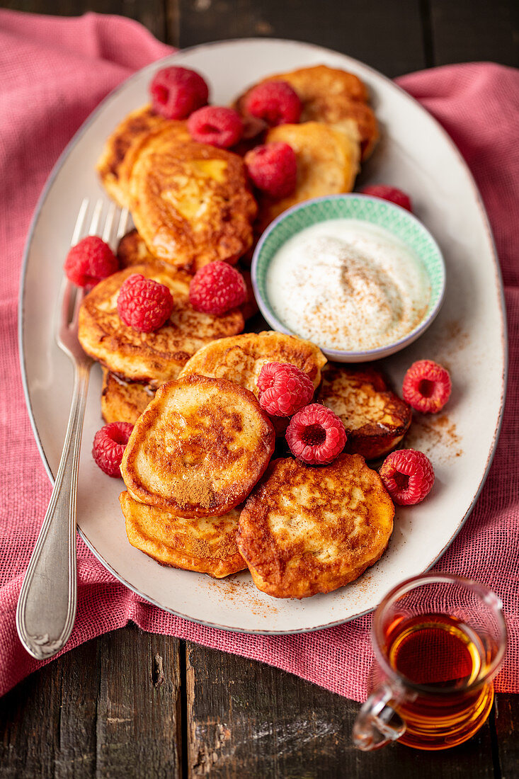 Ricotta-Pancakes mit Himbeeren