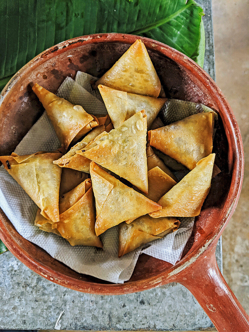 Homemade beef samosas (Zanzibar)