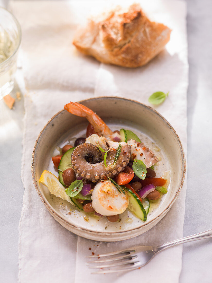 Seafood and vegetable salad